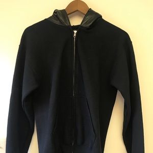 The Cast zip hooded sweatshirt with Leather hood